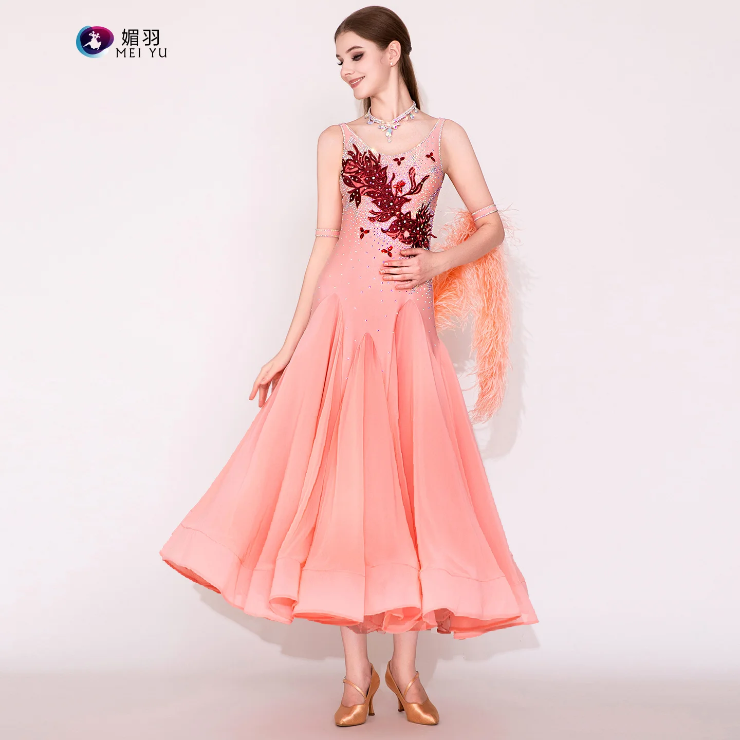 2025 أحدث امرأة قاعة الرقص المنافسة فستان قاعة الرقص الفالس القياسية فستان رقص النساء قاعة الرقص ازياء MY945