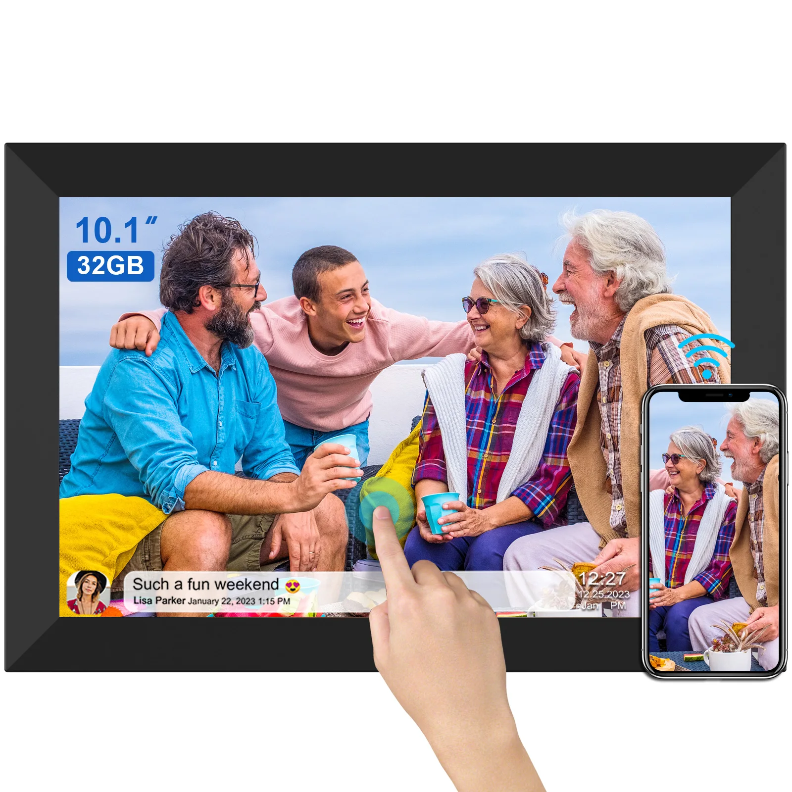 32GB 10.1 Inch Smart WiFi Digital Photo Frame 1280x800 IPS LCD Touch Screen,Best Christmas birthday gift for friends and family