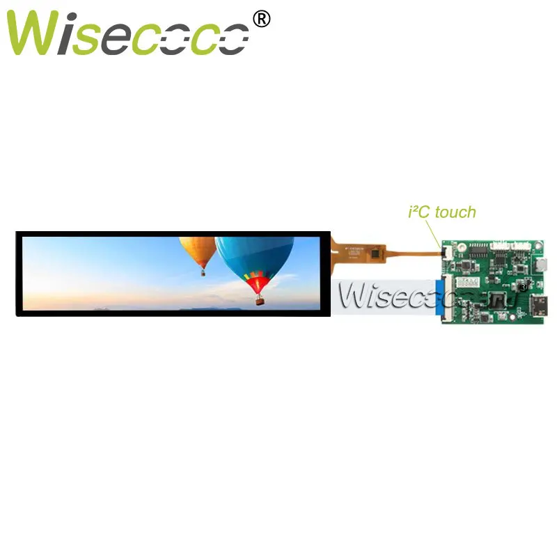 Wisecoco 8.8 Inch 1920x480 Stretched Bar LCD Display Multi-Touch i²C Capacitive Touchscreen