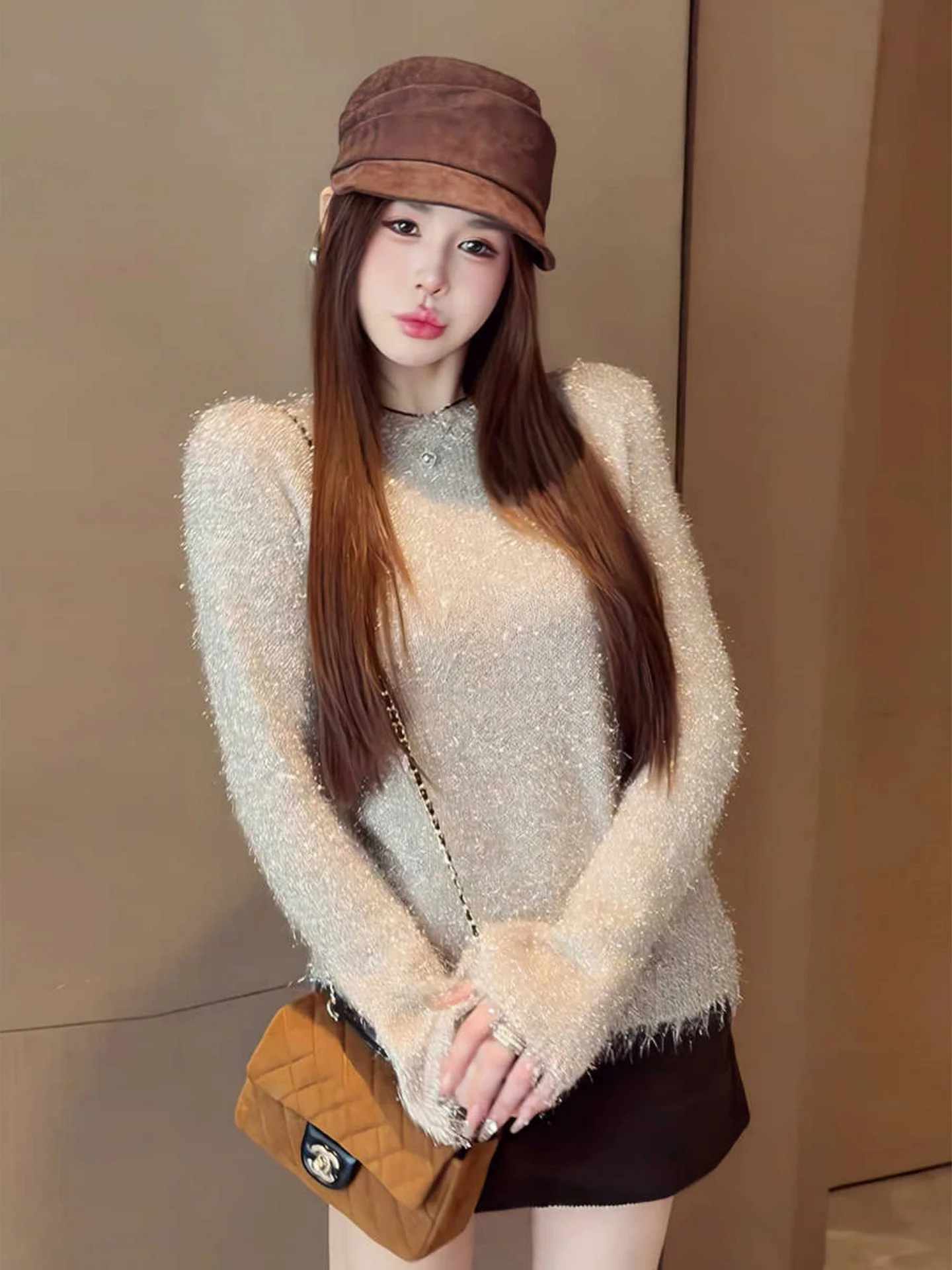 

Slimming Knitwear Trendy Loose Fit Comfortable Winter Long Sve round Ne Single Button Closure Color UV Protection