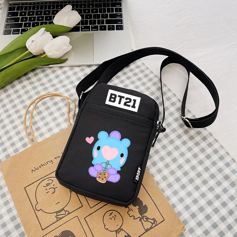 Kawaii Bt21 Doll Series Shoulder Bag Item Storage Bag Cute Cartoon Outdoor Leisure Portable Crossbody Bag Holiday Gifts