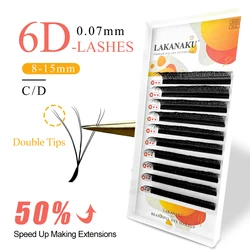 LAKANAKU 6D W Shape Volume Eyelashes Extensions 3D 4D Cilios W Premade Volume Fan Lashes Faux Mink Volume Natural Eyelash