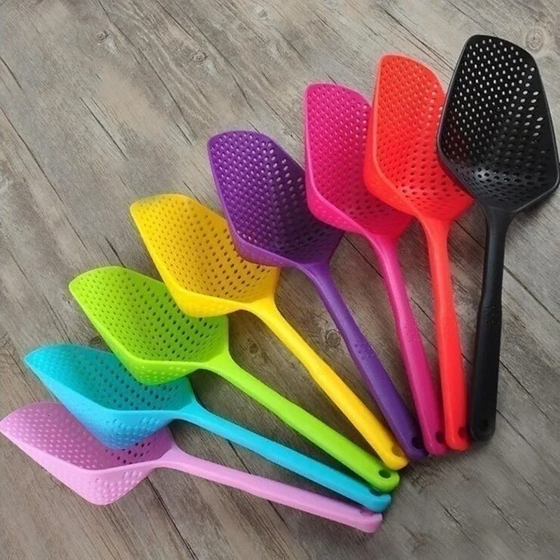 

Kitchen Tools Cooking Shovels Food Strainer Scoop Plastics Spoon Drain Gadgets Large Colander Soup Filter Household Accessories