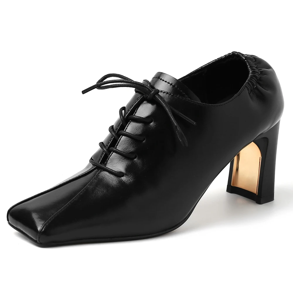 

Новинка;весна-осень;женские ботинки из натуральной кожи;женская обувь осень с квадратным носом на высоком каблуке;туфли на каблуке черные;оксфорды женские;каблуки;чёрные бордовые жёлтые