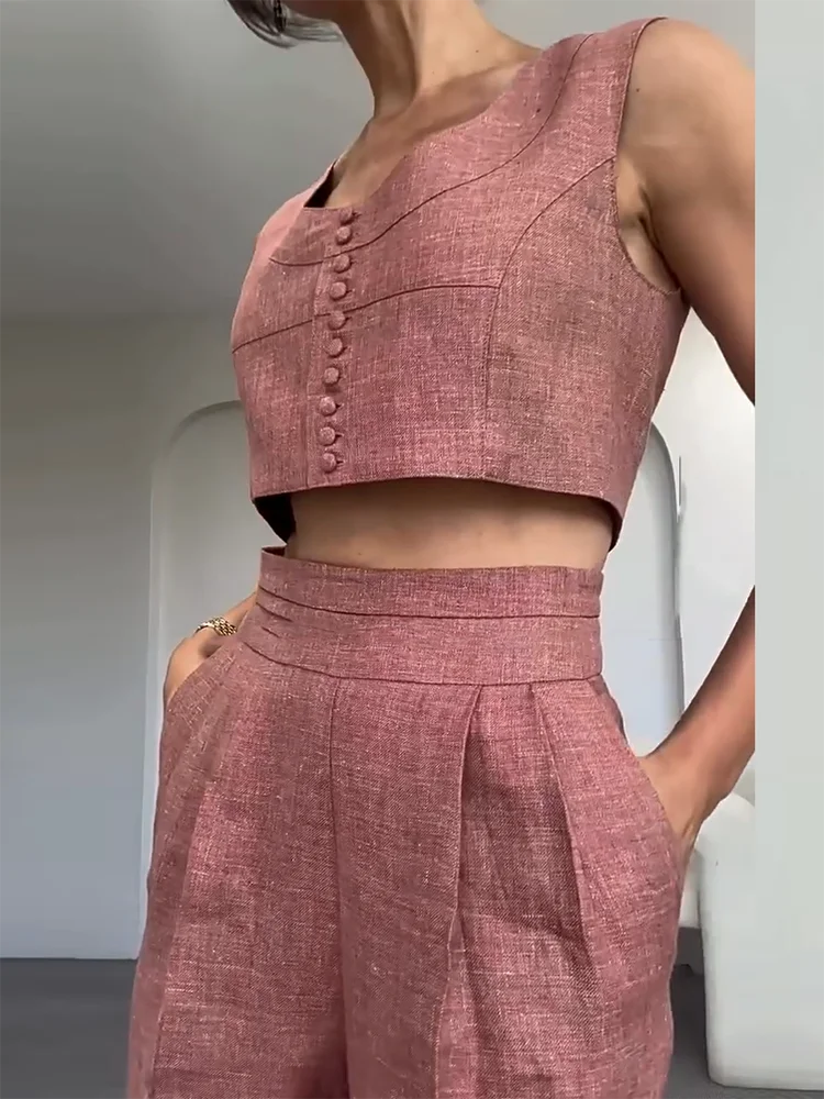 

Women Fashion O Neck Tank Top with Long Skirt 2 Piece Set Vintage Sleeveless Pocket Suit Casual Summer Solid Color Party Outfit