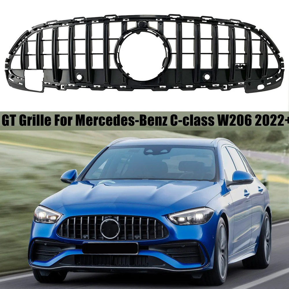 

2022+ W206 Front Bumper Grills For Mercedes Benz C-class C220 C300 C400 Racing Retrofit Grill GT Style Grille Replacement Parts