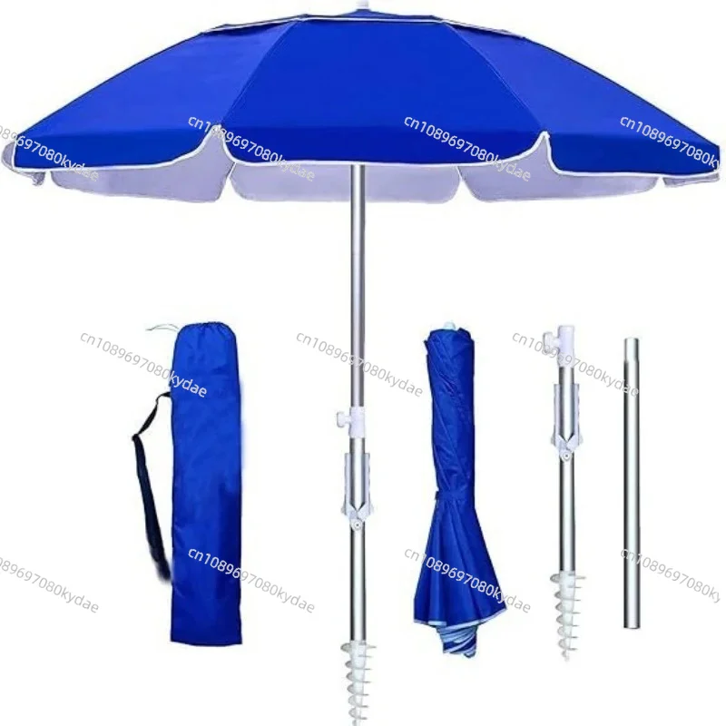 

Folding Portable Travel Beach Umbrella With Three Section Telescopic Umbrella And Sand Anchor Turning Outdoor Sunshade Umbrella