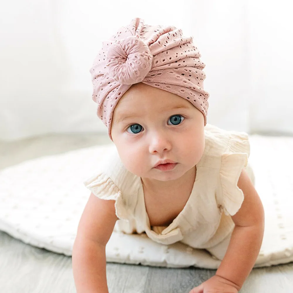 Topi anak-anak, perdagangan luar negeri topi anak-anak lubang warna Solid topi India donat bayi topi renda bernapas