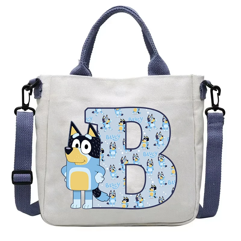 Blueyi bolsa de ombro dos desenhos animados anime A-Z letras impressas bolsa kawaii crossbody saco portátil grande capacidade sacos armazenamento presentes