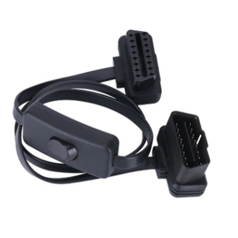 16 Pin OBD2 Extension Cable 60cm Male To Female Right Angle with ON/OFF Power Switch Full Connected CAN Bus EOBD Diagnostic