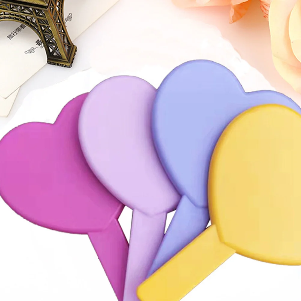 

2Pcs Heart Makeup Mirror Portable Compact Small Durable Mirror Purse Handheld Exquisite Gift for Women