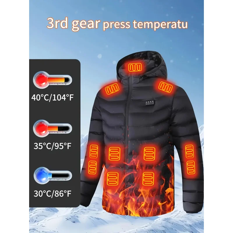 Giacca riscaldata elettrica da uomo, Isolamento termico ad alta efficienza, Tessuto non elastico, Adatto per lavoratori all'aperto