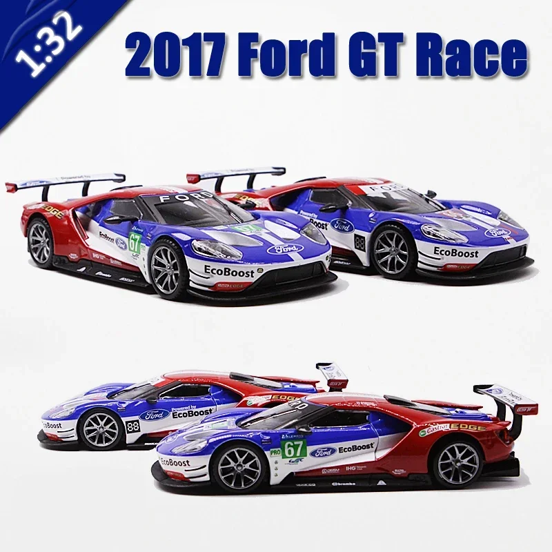 Bburago 1:32 2017 Ford GT #66 #67 Le Mans Alloy Racing Car Model Diecasts Metal Toy Sports Car Model Simulation Childrens Gifts