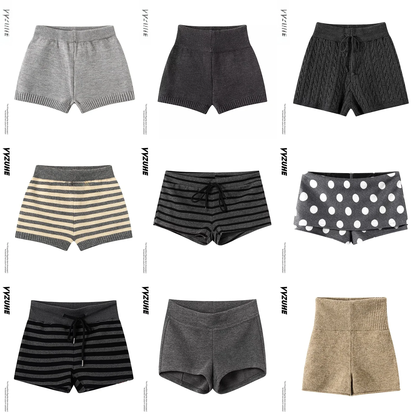 Sexy Tight High Waist Polka Dot Stripe Base Layer Shorts Women's Small Size Outerwear Wear Summer Autumn Winter Butt Lifting