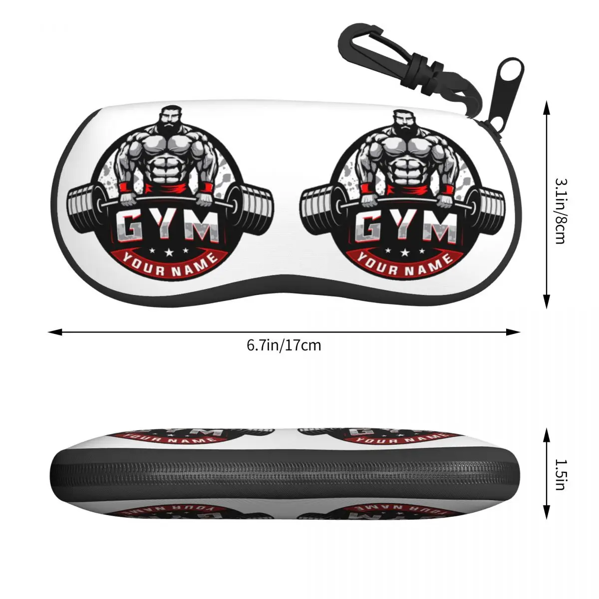 Powerhouse Fitness Gym No Pain No Gain Eyeglass Glasses Case Men Women Soft Sunglasses Protective Bag