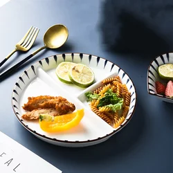 Grid Plate Three-Division Breakfast Plate Home Decorations Salad Plates Dinner Plates Tableware Fruit Tray Dinner Plate