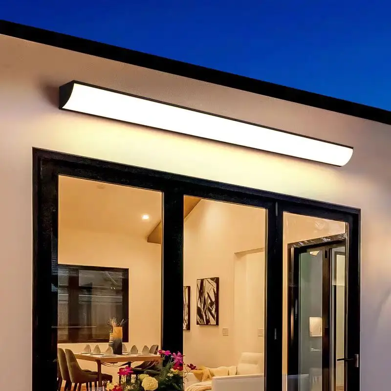 Solar Powered IP65 Waterproof Outdoor LED Long Strip Wall Lamp 36W Voice Control 2700-6500K Energy-Saving Aluminum CRI80 Garden