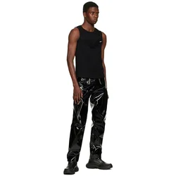 Men's Glossy Patent Leather Straight Pants Male Gothic Double Zip Stretch PU Trousers Pockets Party Street PVC Clubwear Custom