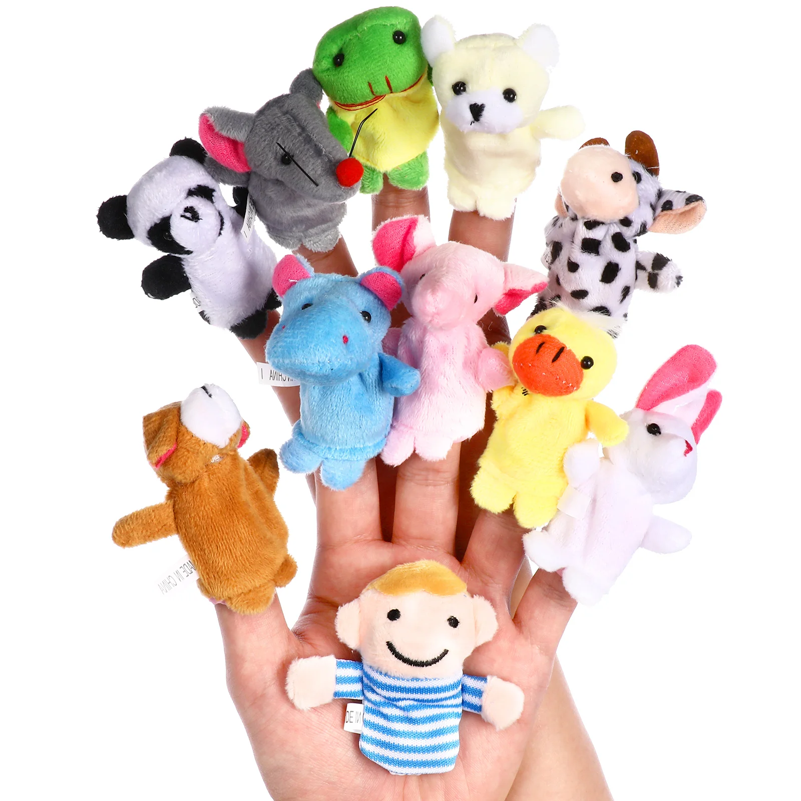 16-teiliges Plüsch-Fingerpuppen-Set, Tiere, Familienmitglieder, Spielzeug für Kinder, Geschichte, Zeit, Spielzeit (zufälliges Muster)