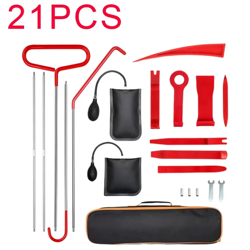 21 Pcs Car Window Door Emergency Open Key Lost Lock Out Unlock Auto Tools Kit Air Wedge Bag Pump Open Unlock Kit for Car Truck