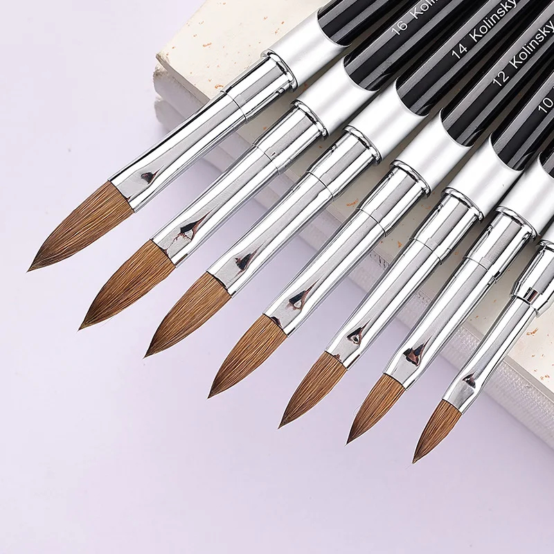 1PC Nail Acrylic Brush Kolinsky Sable Acrylic Brush UV Gel Carving Pen Brush Liquid Powder DIY Nail Drawing