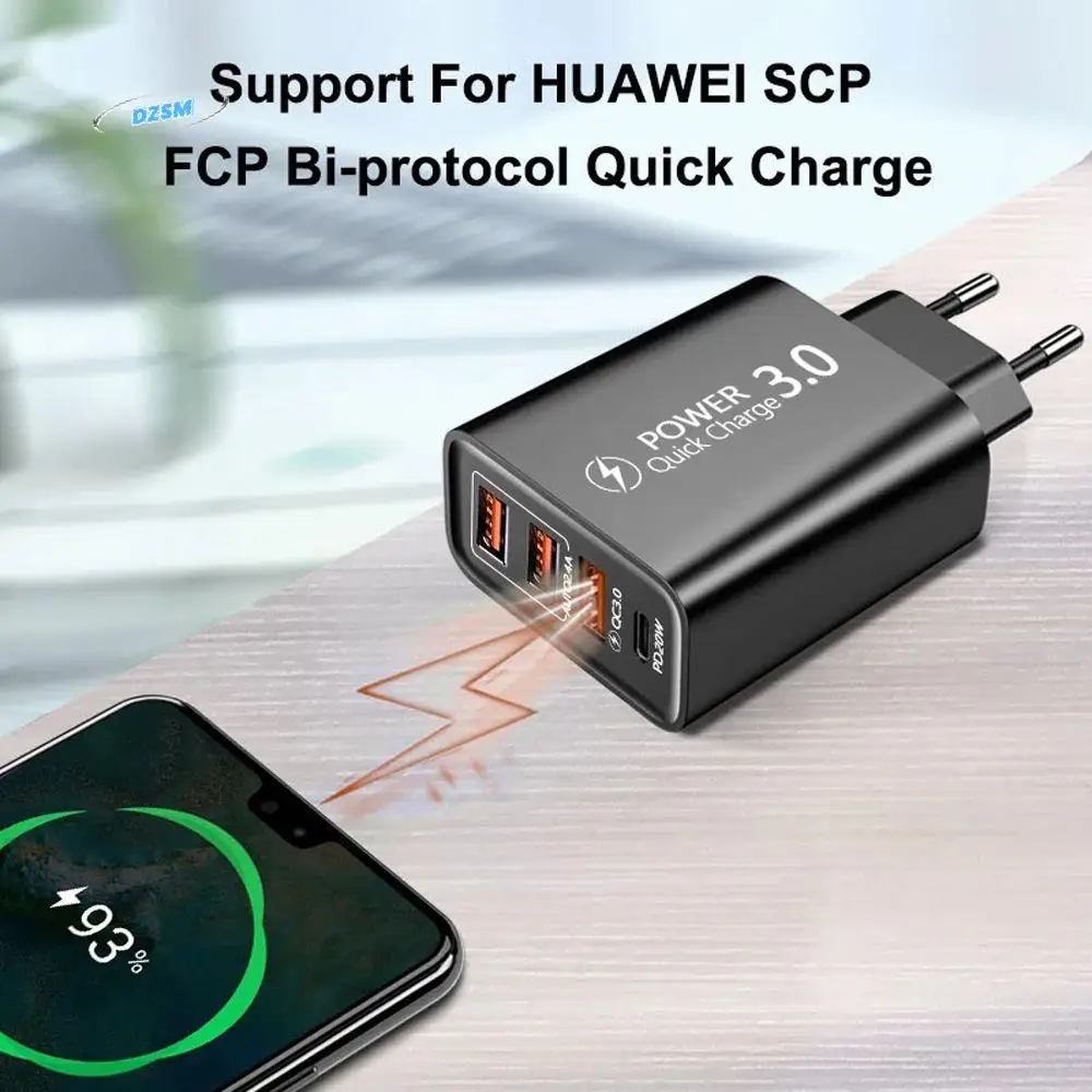 

4 USB Port Power Adapter Charger Head US/EU Plug Mobile Phone Charger Head Phone Charger Adapter USB Charger Fast Phone Charger