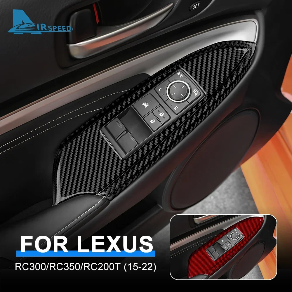 For Lexus RC300 RC350 RC200T 2015-2018 2019 2020 2021 2022 2023 2024 2025 Real Carbon Fiber Sticker Window Lift Switch Button