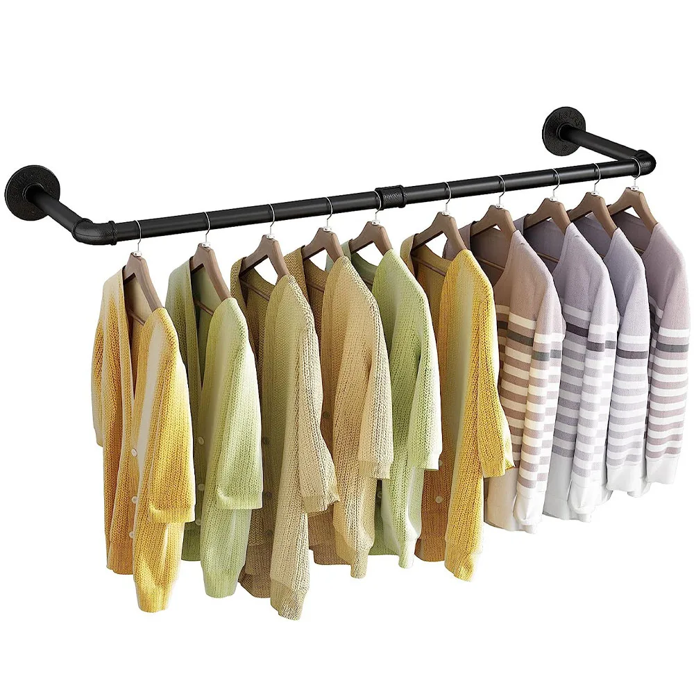 Clothes Hanger 31.5 Inch Industrial Pipe Clothing Rack Wall Mount Clothes Bar Rack Garment Rack Wardrobe Clothing Storage Rack