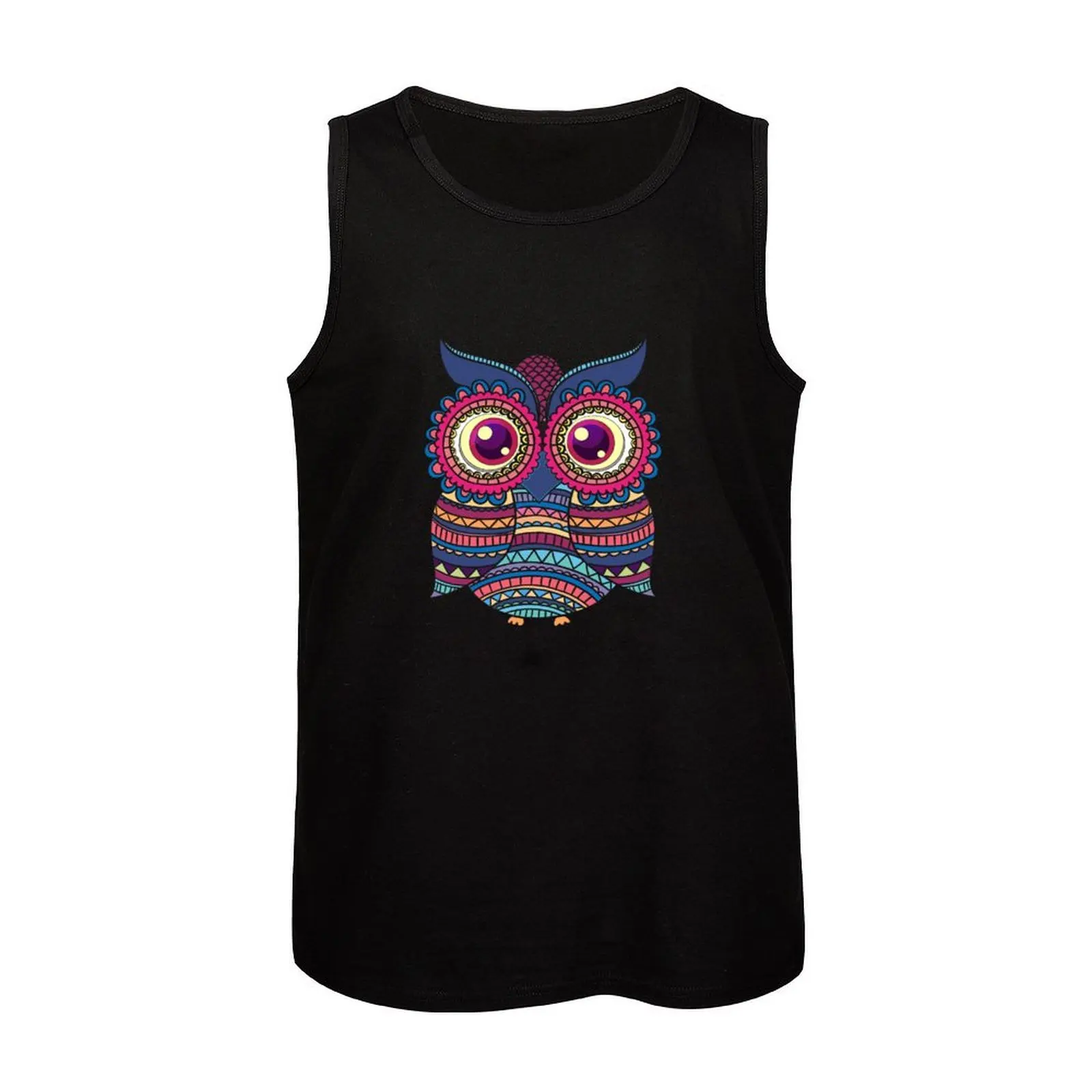Colorful Cute Owl - Hedwig Tank Top Undershirt Tank Top Cotton Basic Sleeveless Shirt view 4