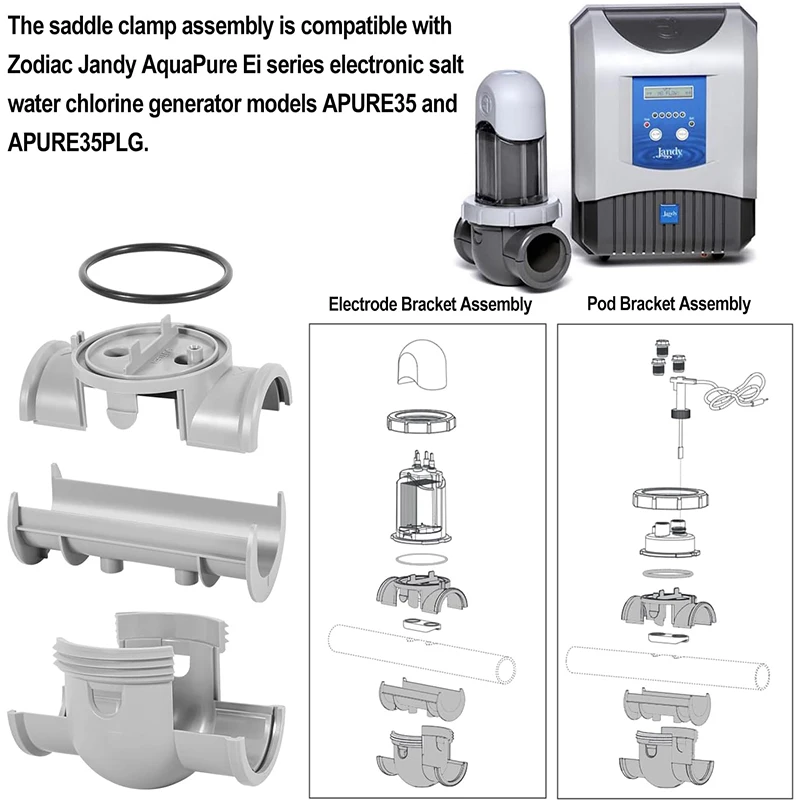 R0511700 Saddle Clamp Assembly With O-Ring, Fit For Zodiac Jandy AquaPure Ei Series Electronic Salt Water Chlorine Generator