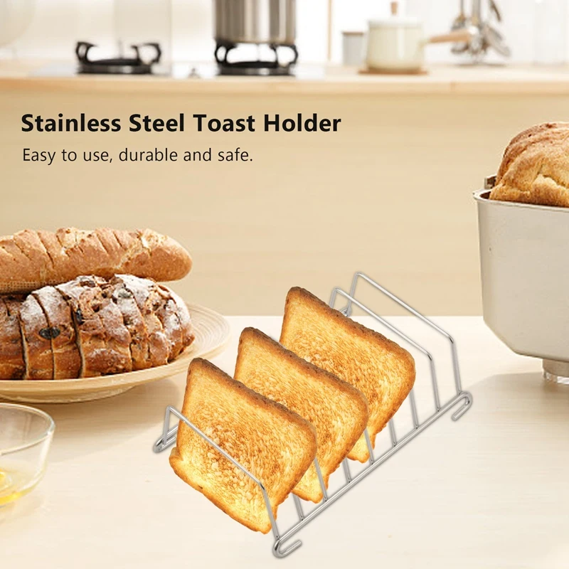 2 Pcs Toast Bread Rack Holder 8 Slice Holes Tool Cooling Grid Bread Rack Rectangle Air Fryer Accessories Organizer
