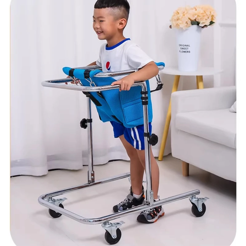 4-Wheel Rollator Walkers, Suitable Height for Children with Cerebral Palsy Mobility Aid Walkers with Seat Basket Walking Aids