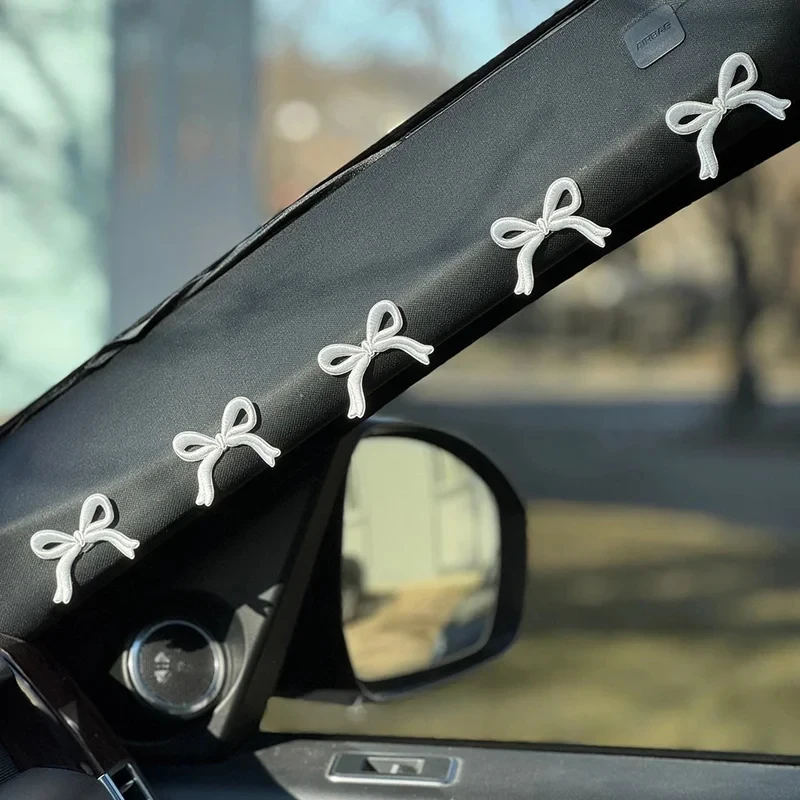Car Interior Bow Decoration Stickers - Cute Windmill Door Decorations - Add A Sweet Atmosphere To Your Car - Fine Embroidery