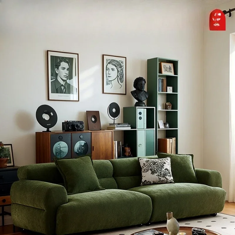 Vintage chenille dark green velvet sofa living room