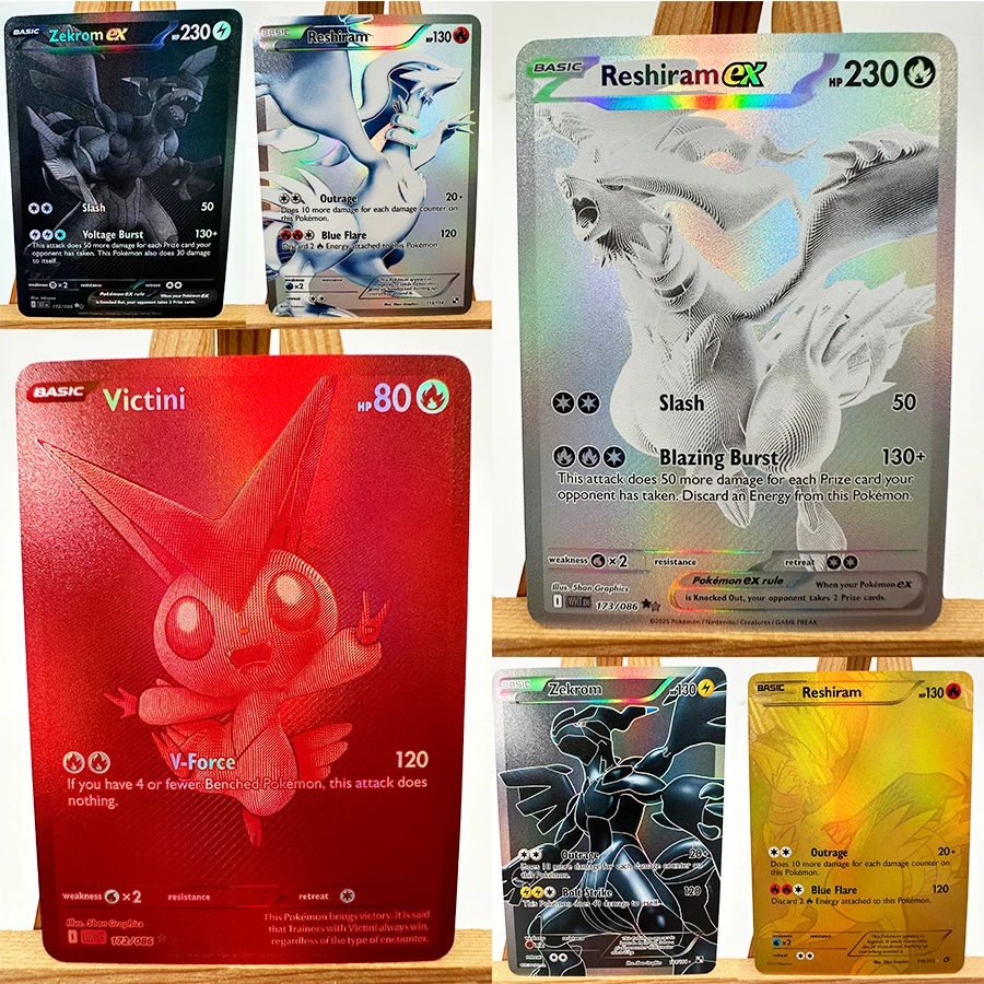 PTCG WHT BLK Victini Zekrom Reshiram Hida English Toys Hobbies Hobby Collectibles Game Collection Anime Cards
