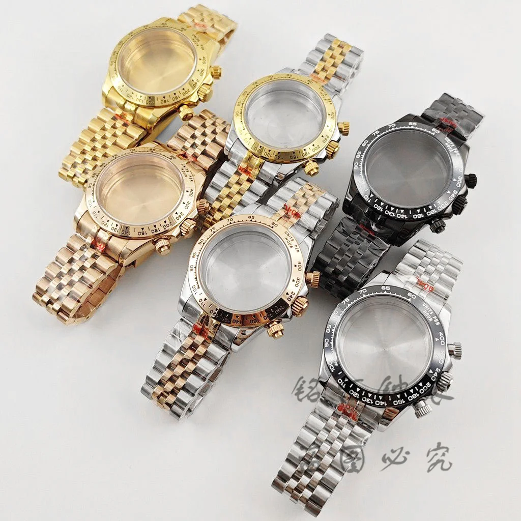 VK63 40mm Daytona Jubilee Armband Uhrengehäuse mit Saphirglas Herren Daytona Uhrenzubehör für VK63 VK64 Quarzwerk