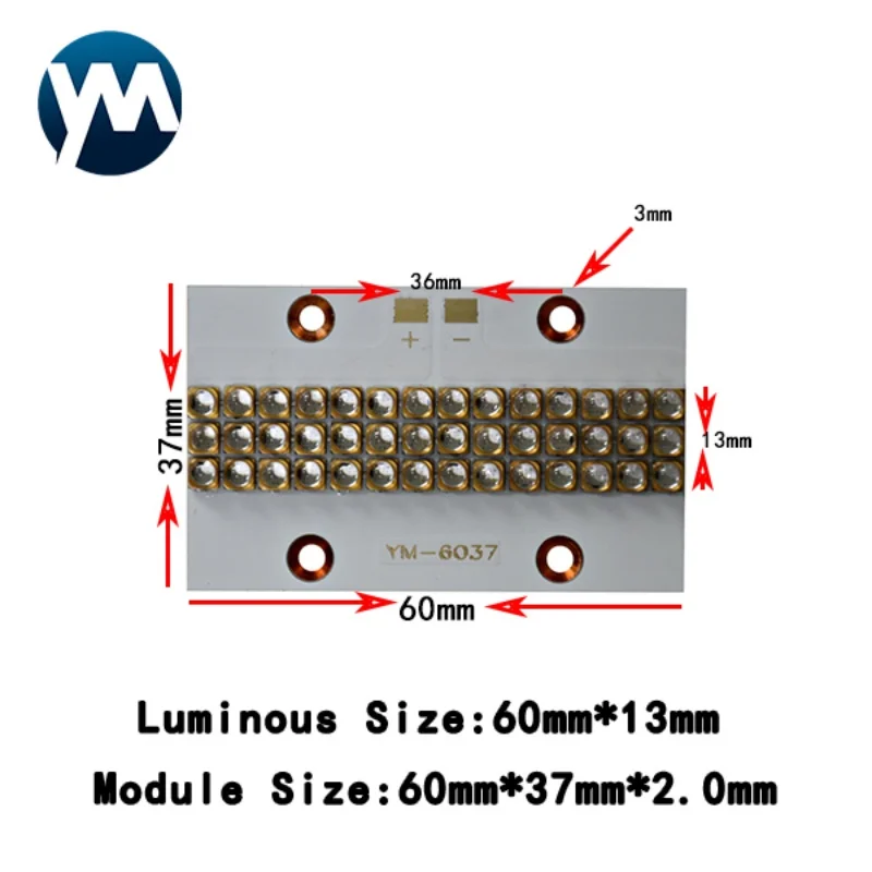 

120W PCB 365nm 385nm 395nm 405nm High Power UV LED Module Quartz Lens Lamp Bead Special Curing for 3D Printers