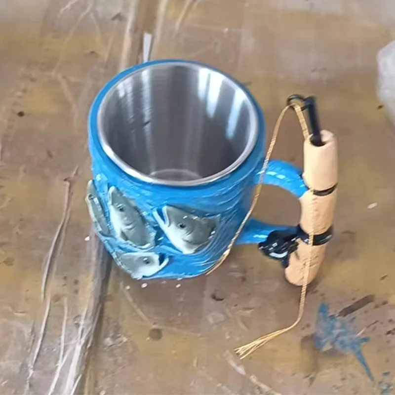 

Кружки с принтом, креативная чашка для рыбалки, кофе, воды, чашка для напитков, молока, эмалированная кружка для кемпинга, ручка, посуда для напитков, подарок для него