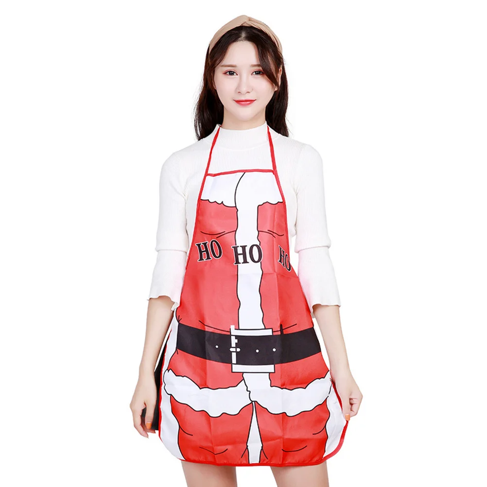 

2Pcs Red Christmas Apron for Women Kitchen Holiday Party Apron Decorative Costume Waitress Gift Festive Restaurant Decoration