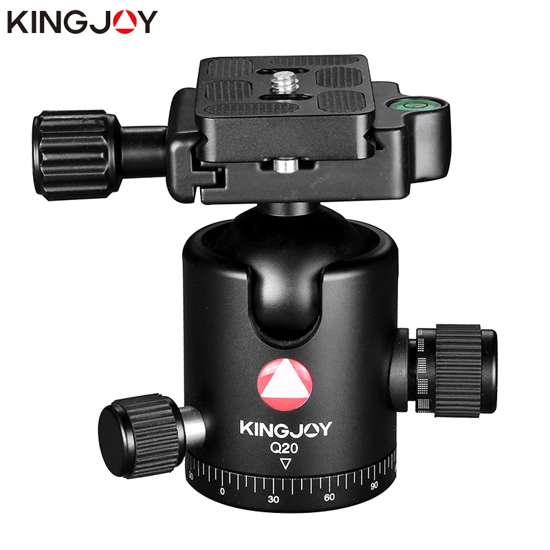 

KINGJOY Q20 Panoramic Tripod Ball Head Adapter 360 Rotation Aluminium Alloy Compact Tripod Ball Head with Quick Release Plate