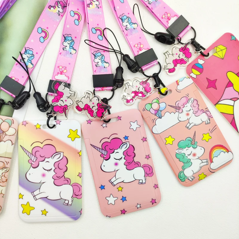 Niedlicher Cartoon-Einhorn-Ausweishalter, Umhängeband, Umhängeband, Schlüsselanhänger, Fitnessstudio, Handyband, USB-Ausweishalter, Zubehör, Geschenk – Detail 5