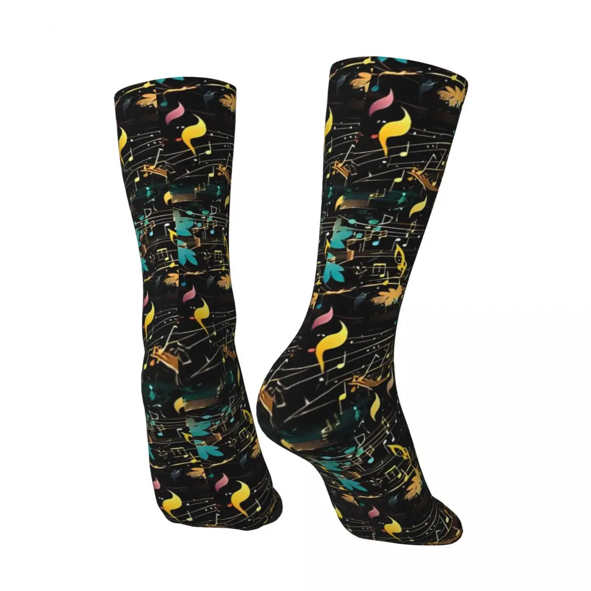 Medias con notas musicales abstractas, calcetines gráficos Harajuku, calcetines antideslizantes de primavera para adultos y hombres, calcetines suaves deportivos para correr