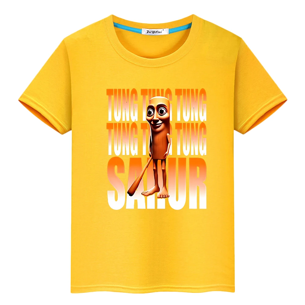 تي شيرت للأطفال الأولاد 10 سنوات تونغ تونغ ساهر طباعة 100% قطن لطيف بلايز كارتون الهالوين تيز y2k أنيمي ملابس أطفال قصيرة فتاة