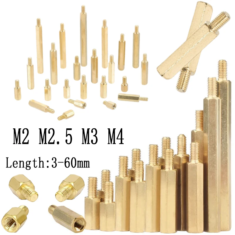 Hex Brass Male Female Motherboard Standoff Coppers Mount M2 M2.5 M3 M4 Board Rack Stud Threaded Pillar PCB Column Spacer Screw