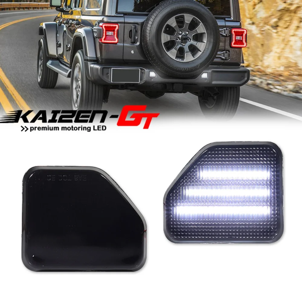 

White LED Car Rear Bumper Reflector Lights Backup Reverse Lights For Jeep Wrangler JL Sahara Rubicon MOAB Trims ONLY 2018-up 12V
