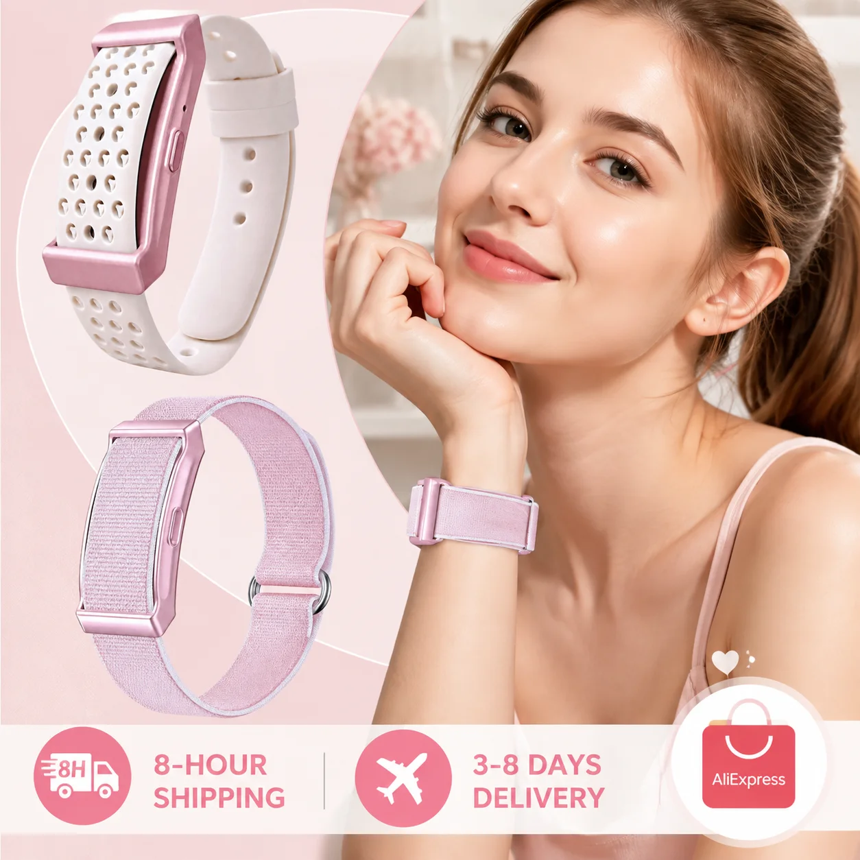 Women Smart Watch No Screen Band Free Gift shipping 24H Health Monitor SmartWatch Waterproof 100+ Sport Modes Bracelet News Ht30