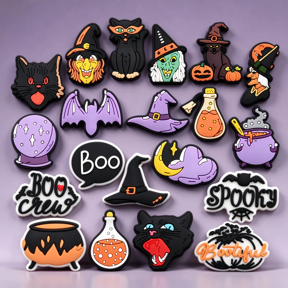 20Pcs Skull Shoe Charms Horror Movie Ghost Witch Shoe Decor Charms Spooky PVC Shoe Charms Halloween Christmas Themed Gifts