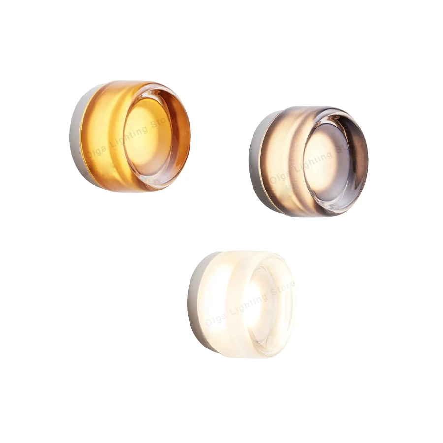 2026 Nordic Minimalist Glass Wall Sconce Lamps Round Amber Gray White Wall Mounted Lights Small Luxury Background Decor Lighting