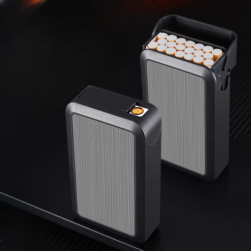 2024  New Sliding Cover Cigarette Case Lighter Portable 20-pack Moisture-proof and Pressure-proof Creative Cigarette Storage Box