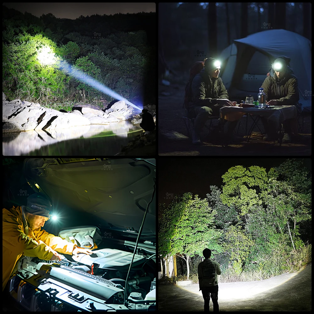 6000000LM HEAD Light COB Red Head Flashlights 70G EDC Portable Lamp LED Headlamp 18650 USB Head Torch Light for Climbing Outdoor